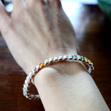 MT2.18 Multi-Colored Gemstone Leather Wrap Bracelet