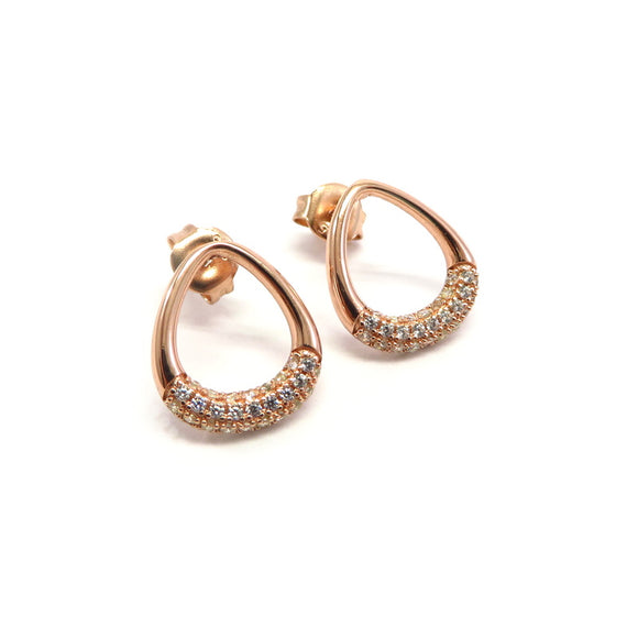 PS15.57 Cut Out Teardrop Earrings Cubic Zirconia Rose Gold Plated Sterling Silver