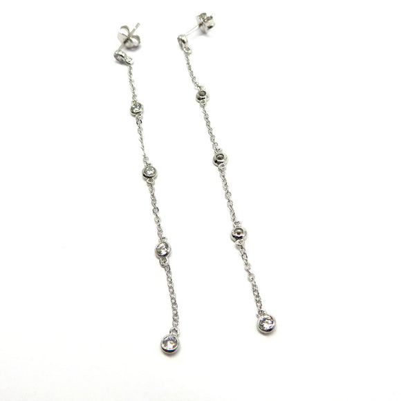 PS15.79 Wispy Drop Earrings Cubic Zirconia Sterling Silver