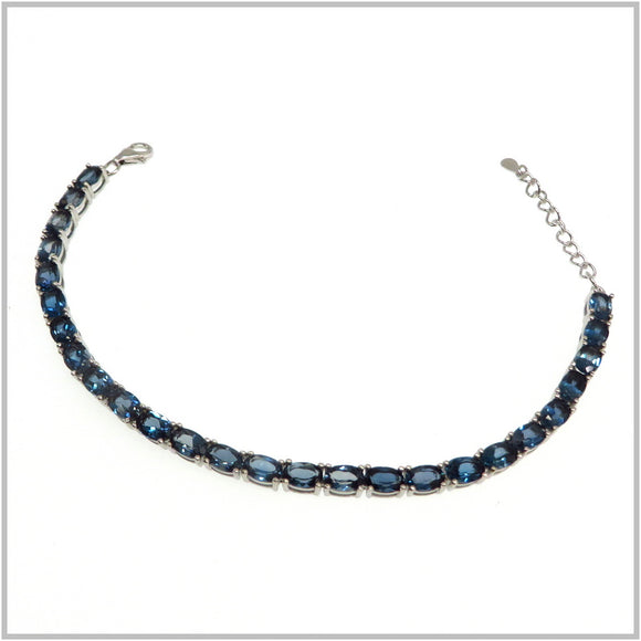 AN7.69 London Blue Topaz Tennis Bracelet Sterling Silver