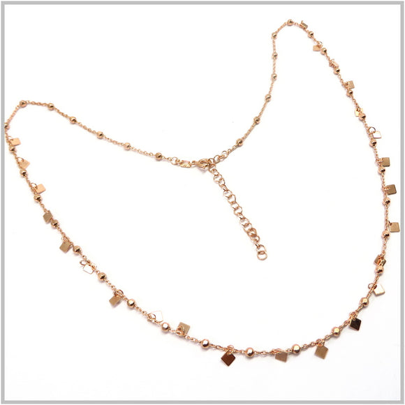 TU1.103 Squares and Balls Rose Gold Plated Sterling Silver Necklace