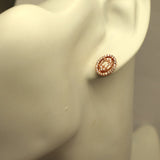 TU1.130 Oval Cubic Zirconia Rose Gold Sterling Silver Stud Earrings