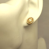 TU1.131 Oval Cubic Zirconia Gold Plated Sterling Silver Stud Earrings