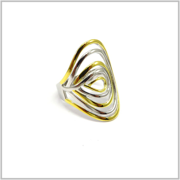 TU1.161 Geometric Gold Plated Sterling Silver Ring