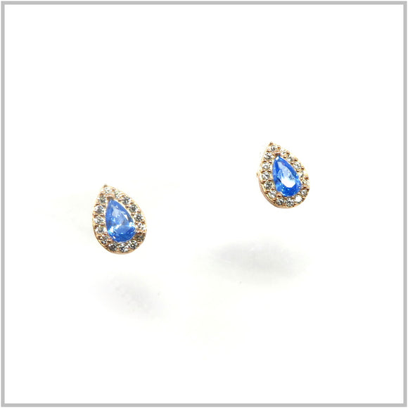 TU1.208 Synthetic Crystal Cubic Zirconia Rose Gold Plated Sterling Silver Stud Earrings