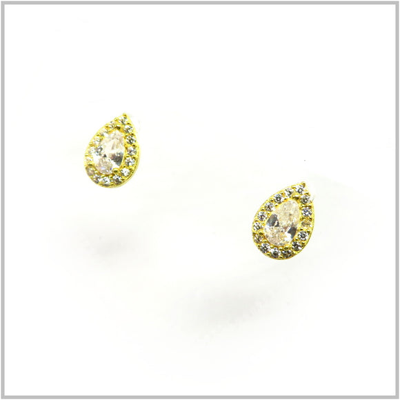 TU1.209 Synthetic Crystal Cubic Zirconia Gold Plated Sterling Silver Stud Earrings