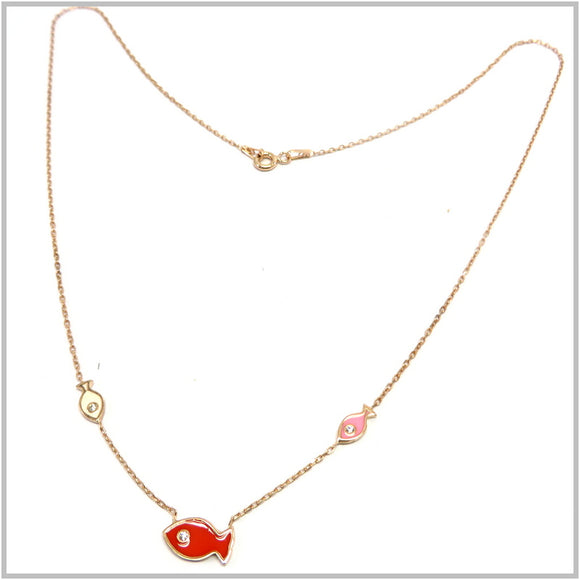 TU1.228 Fish Rose Gold Plated Sterling Silver Necklace
