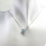 TU1.30 Blue Cubic Zirconia Flower Sterling Silver Necklace