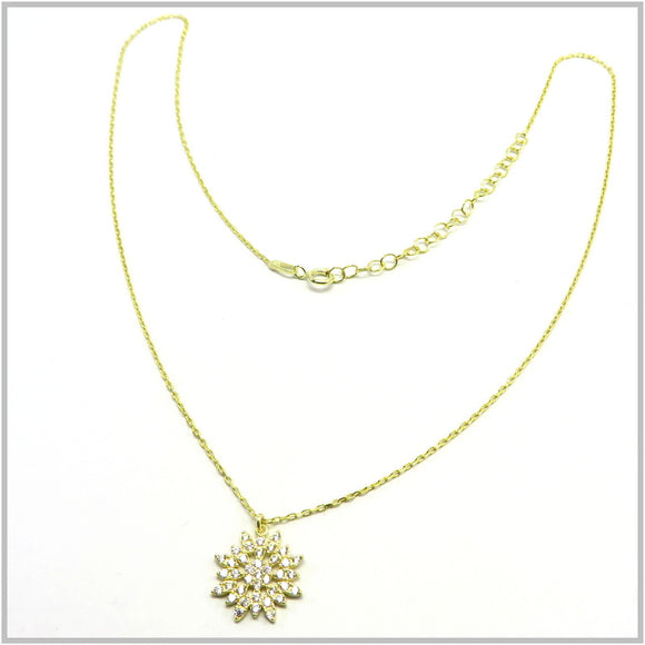 TU1.36 Snowflake Flower Gold Plated Sterling Silver Necklace