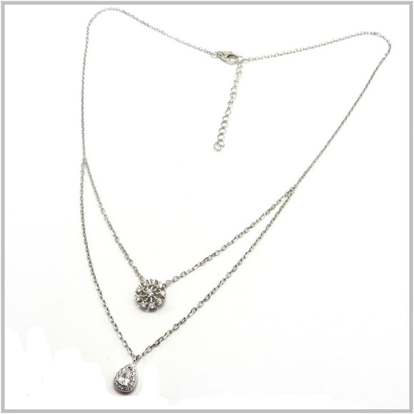 TU1.41 Double Cubic Zirconia Sterling Silver Necklace
