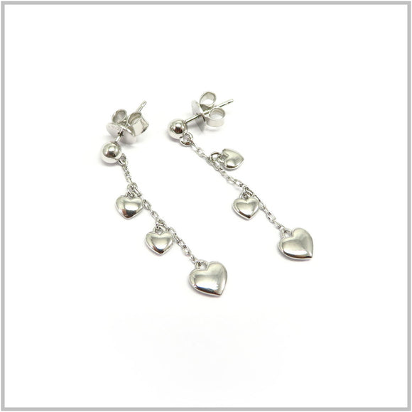 TU1.58 Hanging Hearts Sterling Silver Earrings