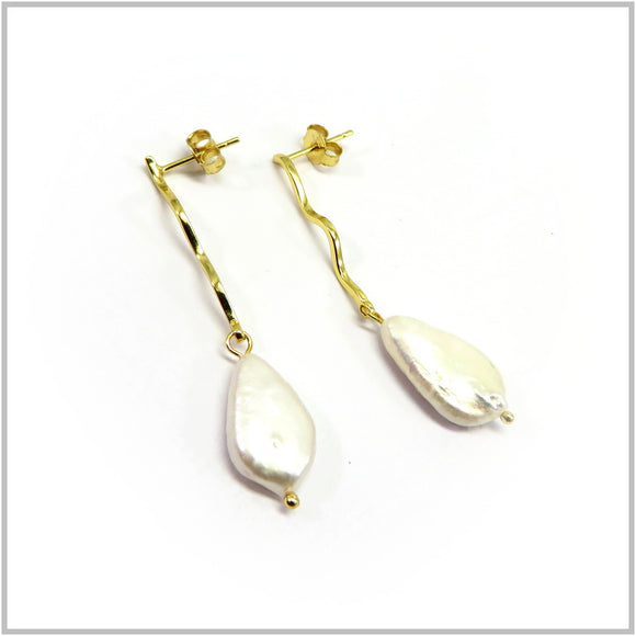TU1.87 Freshwater Pearl Gold Plated Sterling Silver Earrings