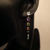 AN10.14 Semi-Precious Multi-Colored Drop Earrings Sterling Silver