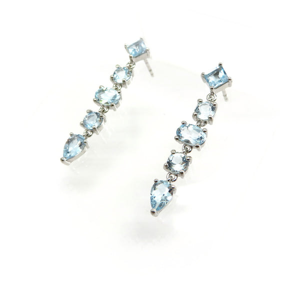 AN10.16 Blue Topaz Drop Earrings Sterling Silver