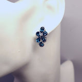 AN10.18 Flower London Blue Topaz Cubic Zirconia Earrings Sterling Silver