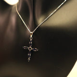 AN10.20 Cross Blue Sapphire Necklace Sterling Silver