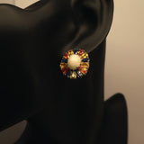 AN10.3 Opal Multi-Colored Sapphire Earrings Sterling Silver