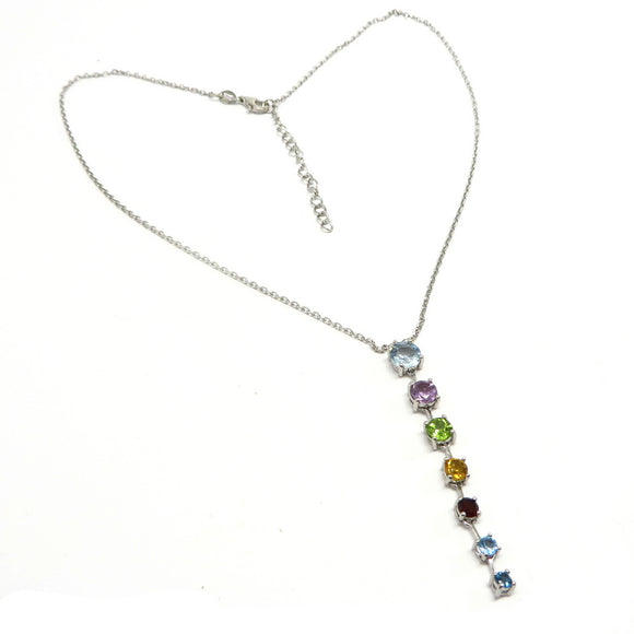 AN10.38 Semi-Precious Multi-Colored Necklace Sterling Silver