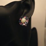 AN10.39 Opal Multi-Colored Sapphire Earrings Sterling Silver
