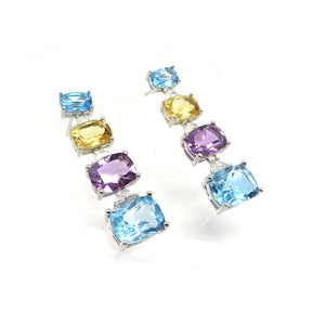 AN10.47 Semi-Precious Multi-Colored Drop Earrings Sterling Silver