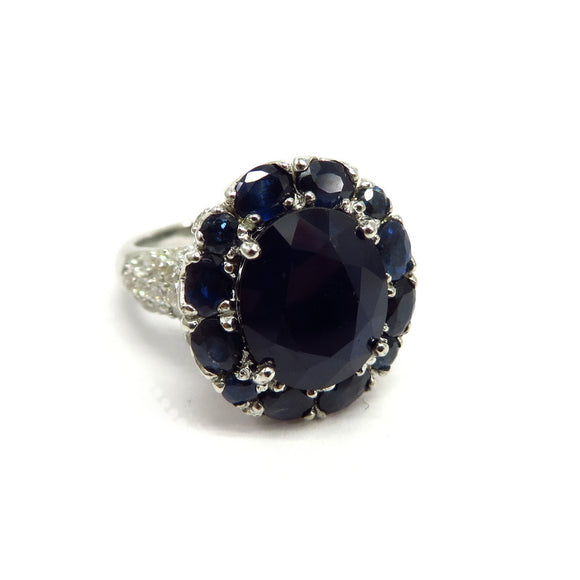 AN10.4 Blue Sapphire Ring Sterling Silver