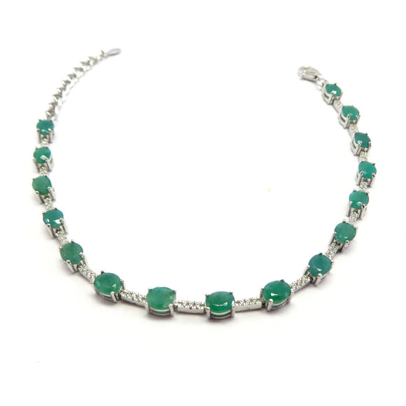 AN11.27 Emerald Cubic Zirconia Bracelet Sterling Silver