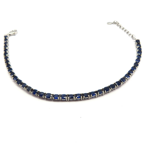 AN11.32 Blue Sapphire Tennis Bracelet Sterling Silver