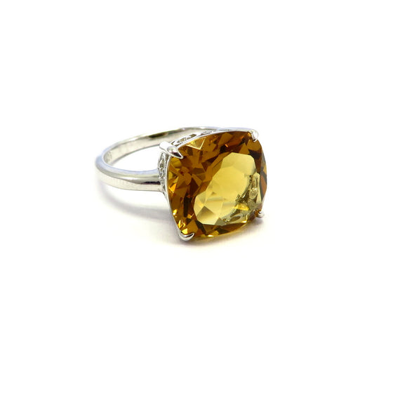 AN11.74 Square Citrine Ring Sterling Silver