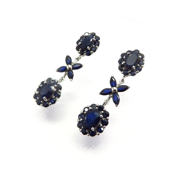 AN11.38 Sapphire Drop Earrings Sterling Silver