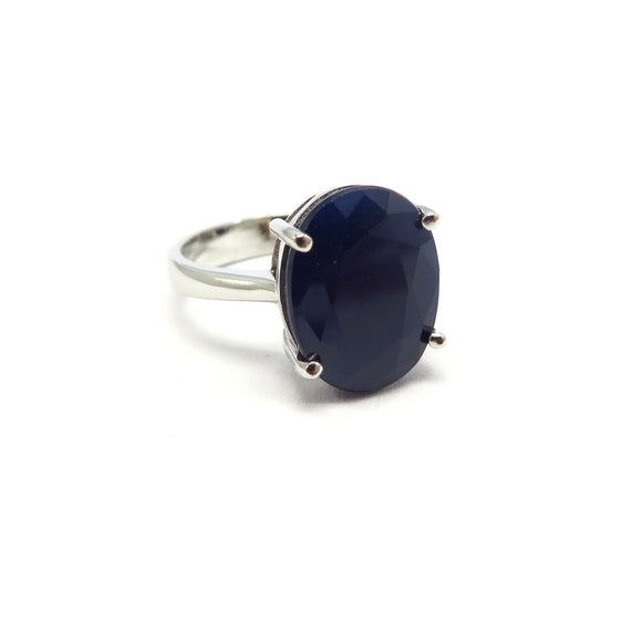 AN11.47 Oval Sapphire Ring Sterling Silver