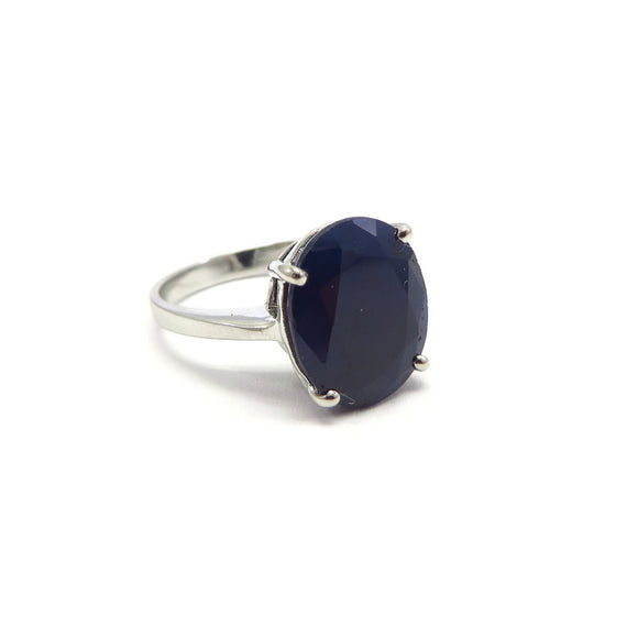 AN11.48 Oval Sapphire Ring Sterling Silver