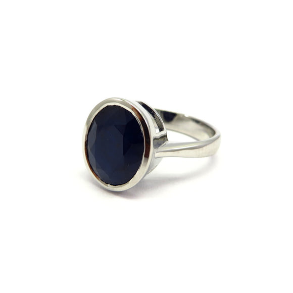 AN11.50 Oval Sapphire Ring Sterling Silver