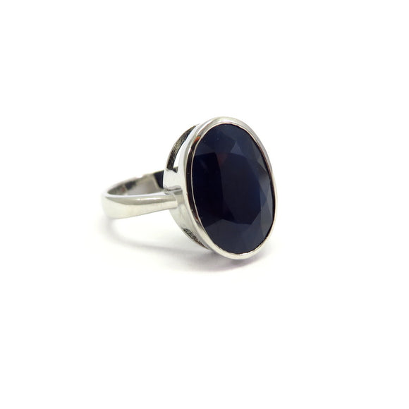 AN11.51 Oval Sapphire Ring Sterling Silver