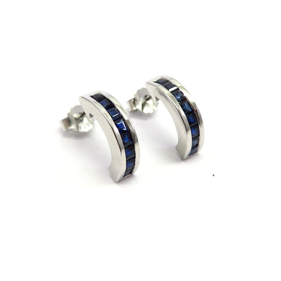 AN11.60 Blue Sapphire Earrings Sterling Silver
