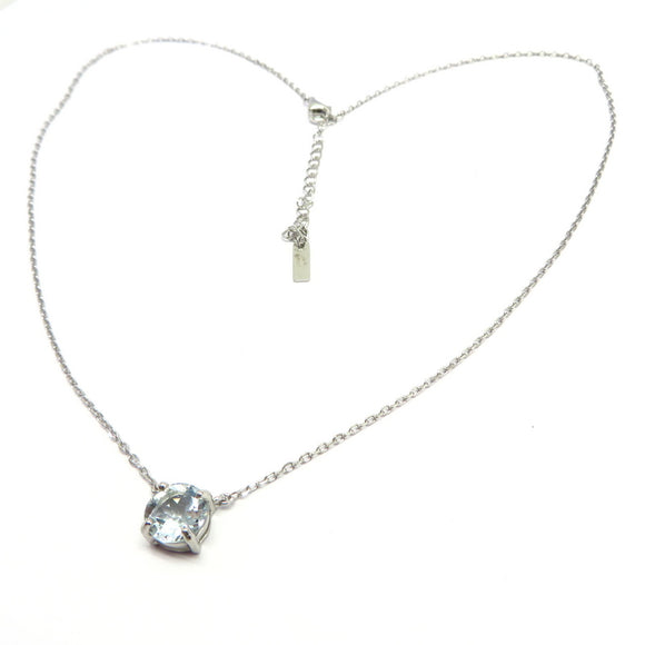 AN11.71 Round Aquamarine Necklace Sterling Silver