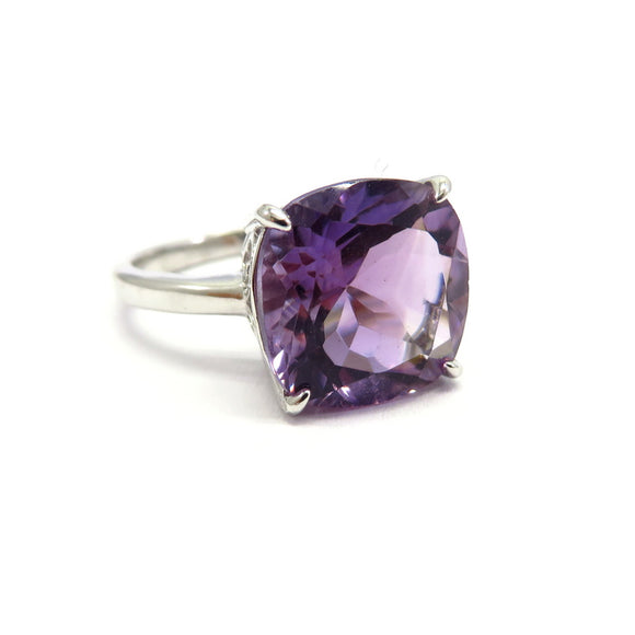 AN11.75 Square Amethyst Ring Sterling Silver
