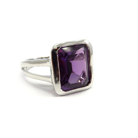 AN11.82 Square Synthetic Alexandrite Ring Sterling Silver
