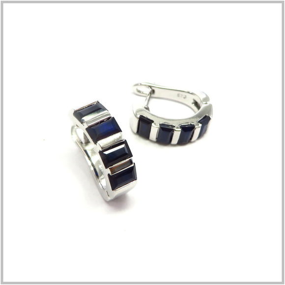 AN9.104 Chunky Blue Sapphire Earrings Sterling Silver