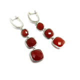 AN9.10 Red Agate Drop Earrings Sterling Silver