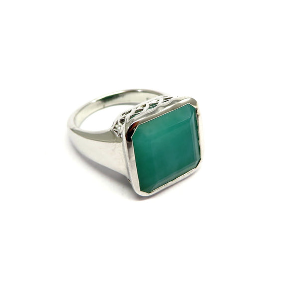AN9.110 Square Emerald Ring Sterling Silver