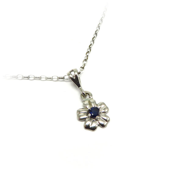 AN9.119 Flower Blue Sapphire Pendant Sterling Silver