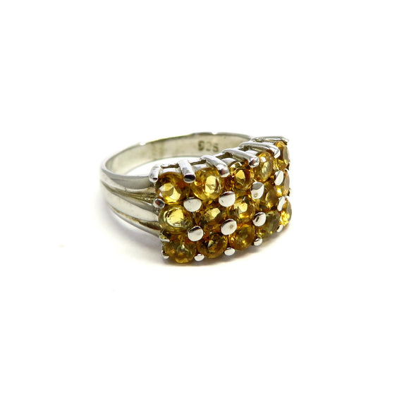 AN9.11 Citrine Cluster Ring Sterling Silver