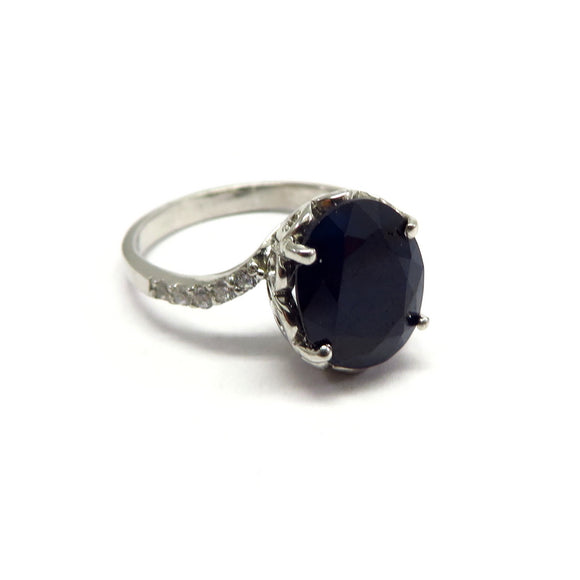 AN9.25 Blue Sapphire Cubic Zirconia Ring Sterling Silver