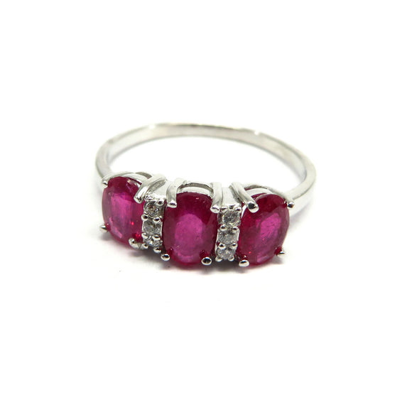 AN9.34 Ruby Cubic Zirconia Ring Sterling Silver