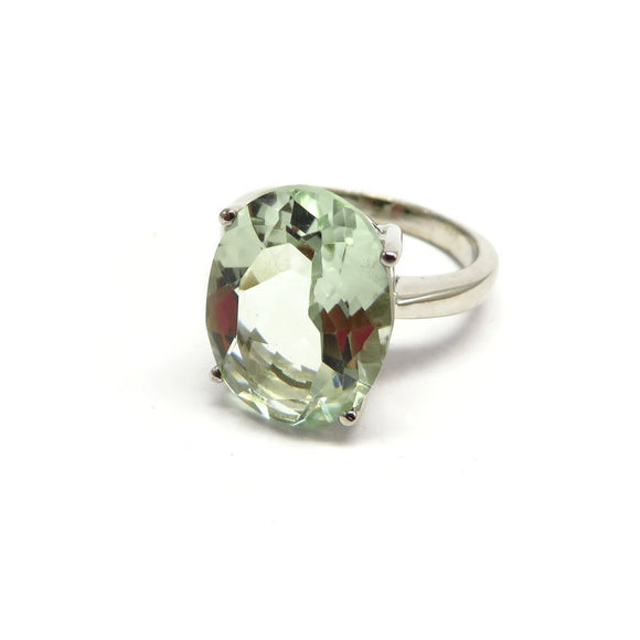 AN9.42 Big Rock Green Amethyst Solitaire Ring Sterling Silver