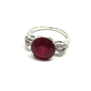 AN9.54 Ruby Cubic Zirconia Ring Sterling Silver