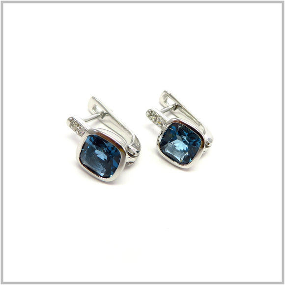 AN9.57 London Blue Topaz Cubic Zirconia Earrings Sterling Silver