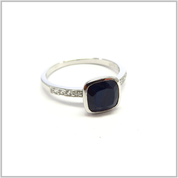 AN9.58 Blue Sapphire Cubic Zirconia Ring Sterling Silver