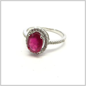 AN9.61 Ruby Cubic Zirconia Ring Sterling Silver