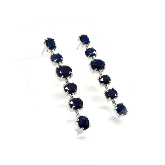AN9.65 Blue Sapphire Drop Earrings Sterling Silver